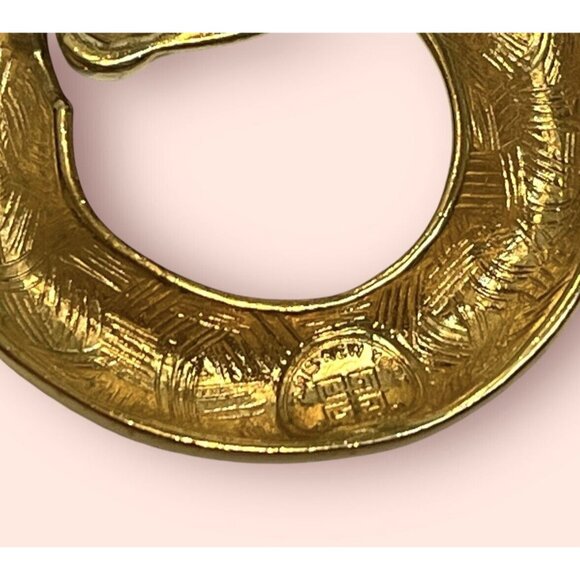 Givenchy ~ Large Vintage 80’s Dangle Drop Door Knocker Enamel Gold Tone Earrings - Picture 6 of 10